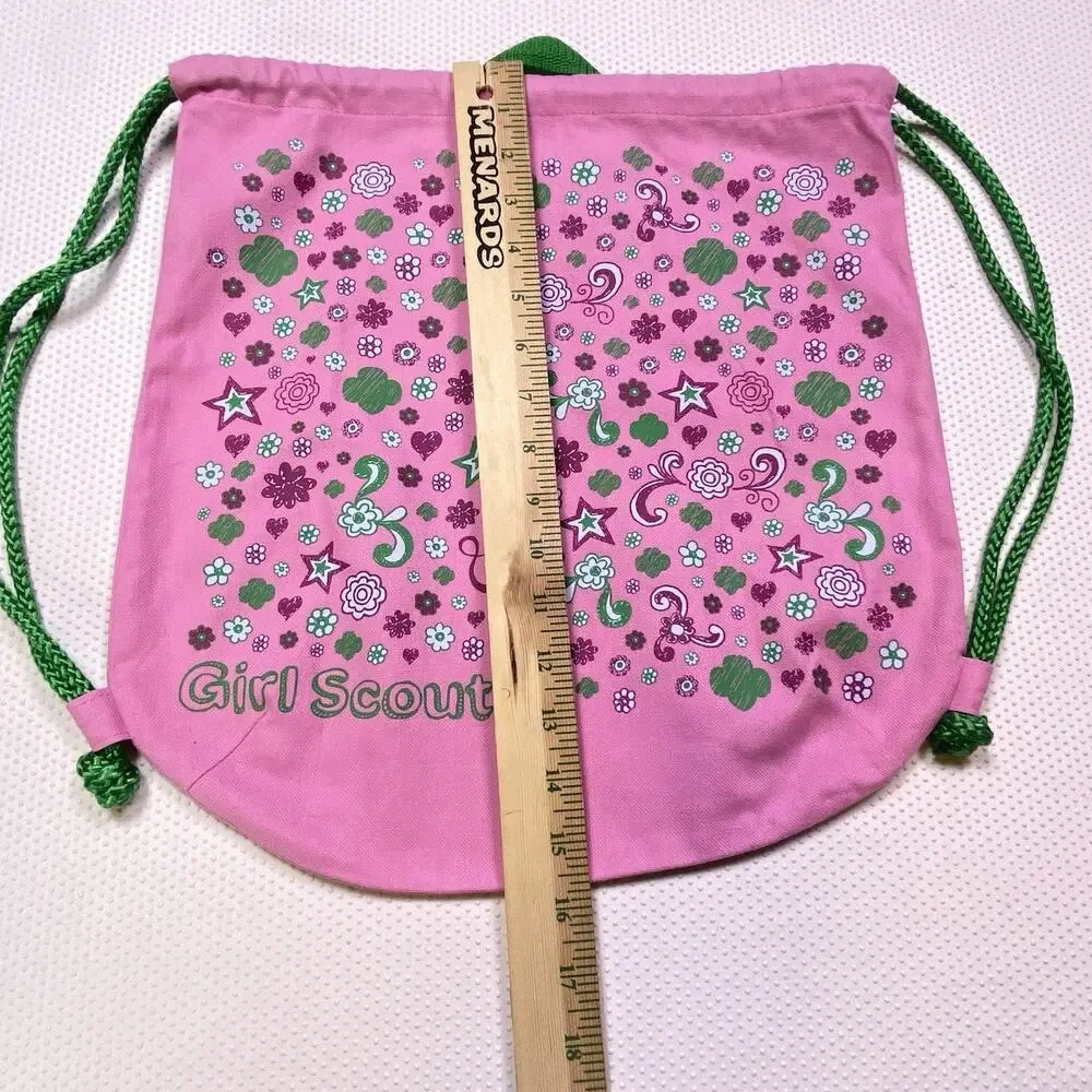 Pink & Green‎ Floral Paisley Girl Scouts Lightweight String Closure Backpack